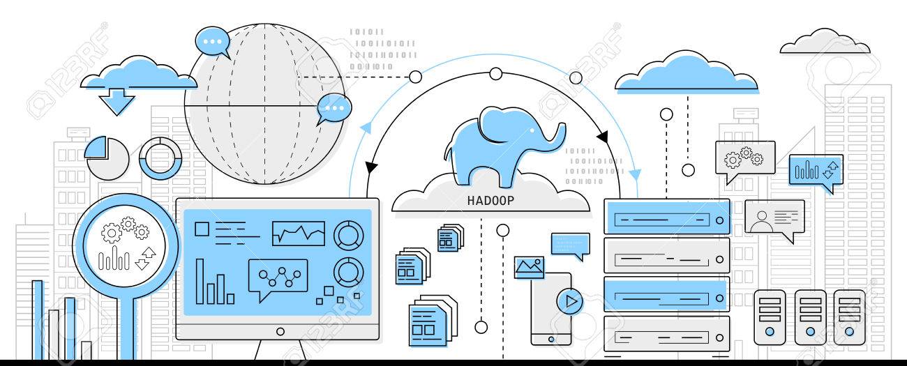 hadoop big data concept, info graphic business line icon - flat design vector - 52775680 hadoop big data concept, info graphic business line icon - flat design vector - 52775680