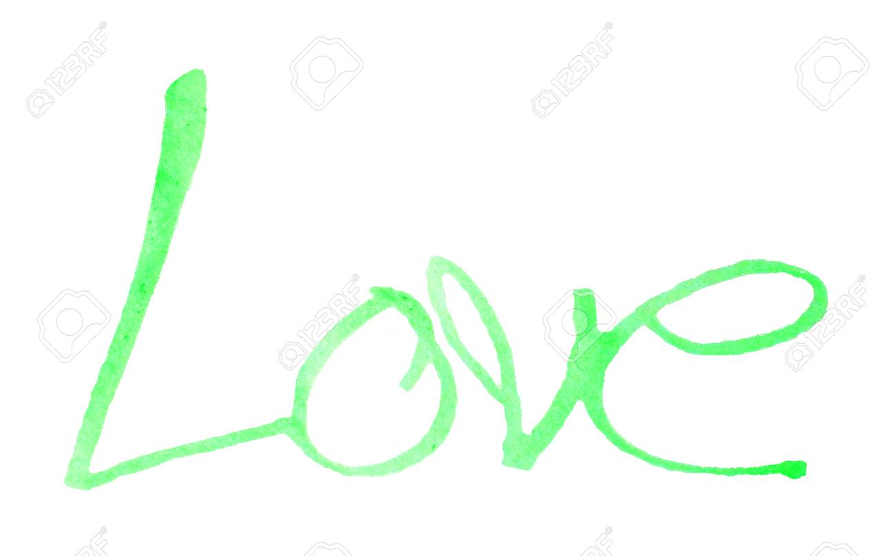 手描き 手で 芸術的な言葉愛 淡い緑のブラシを白い背景にレタリングを書かれて単語の愛が大好きです の写真素材 画像素材 Image 9492