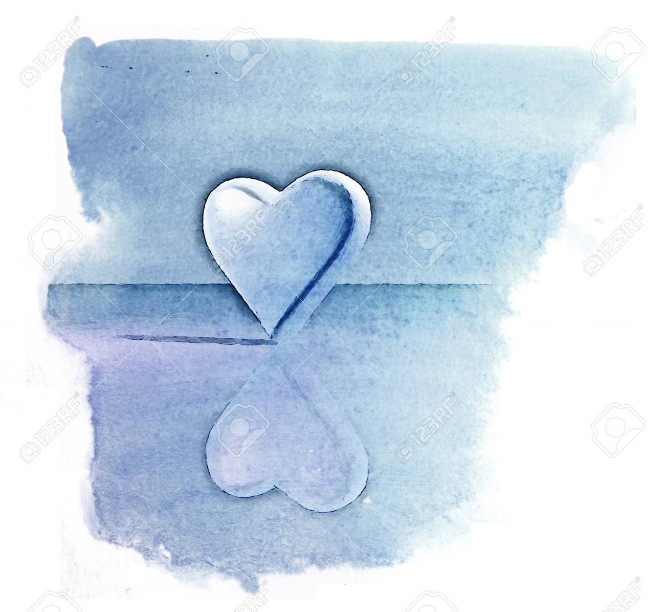 Watercolor Style 3d Heart Shape On Rough Watercolor Paper Texture Stock Photo Picture And Royalty Free Image Image