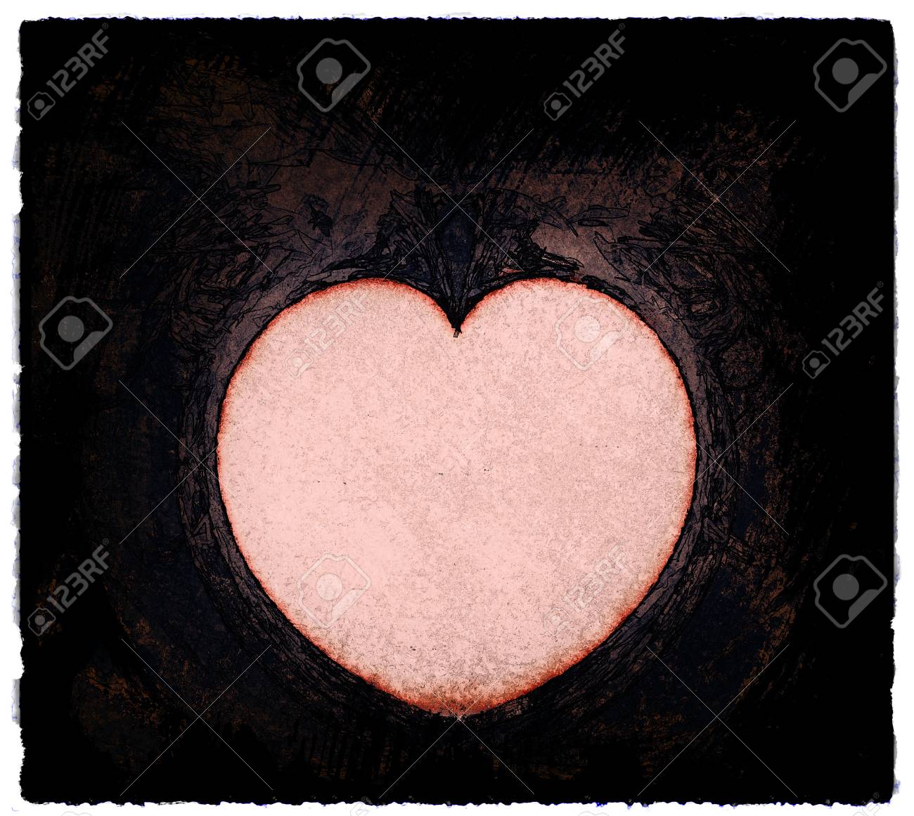 エッチング ハート形の負のスペースを残して複雑な対称的なフラクタル フラクタル心はエッチングのスタイルで処理され ビネット ピンク濃淡のぼかし の写真素材 画像素材 Image 8574