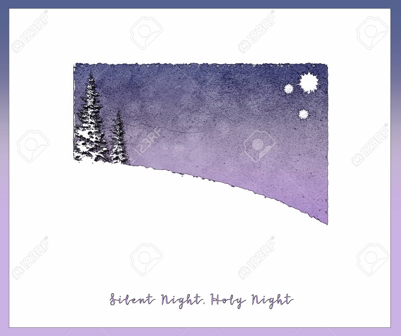 simple christmas card with the words silent night holy night words for christmas card