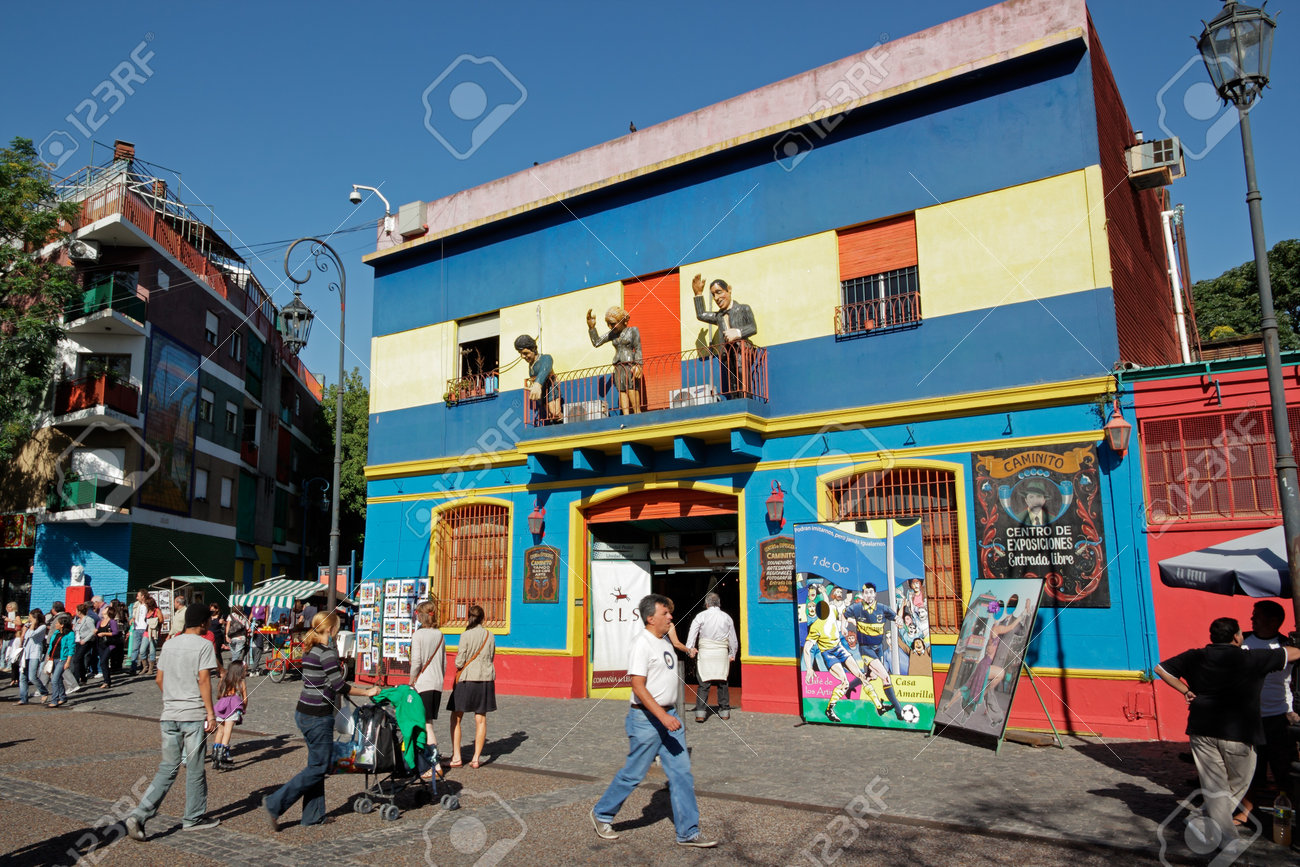 Buenos Aires, Argentina, 27 March 2011 - Caminito street, La Boca, with colorfully painted buildings which is a major tourist attraction in the city - 12689925 Buenos Aires, Argentina, 27 March 2011 - Caminito street, La Boca, with colorfully painted buildings which is a major tourist attraction in the city - 12689925
