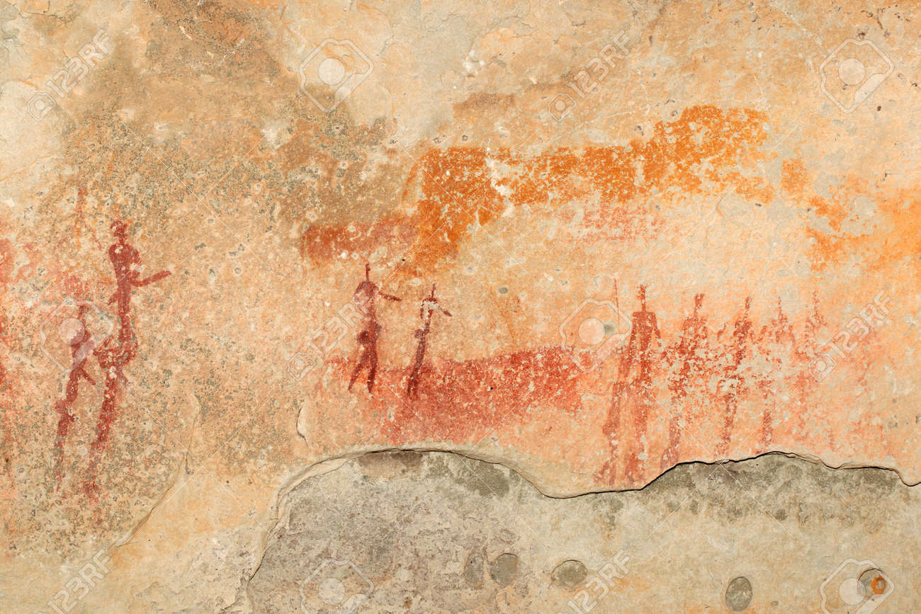 Bushmen - san - rock painting depicting human figures, South Africa - 14151987 Bushmen - san - rock painting depicting human figures, South Africa - 14151987