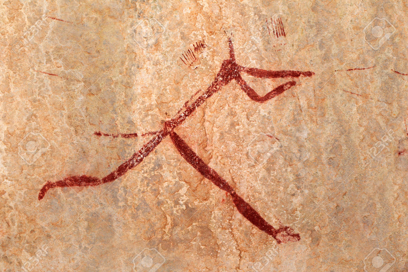 Bushmen - san - rock painting depicting a human figure, Drakensberg mountains, South Africa - 17726413 Bushmen - san - rock painting depicting a human figure, Drakensberg mountains, South Africa - 17726413