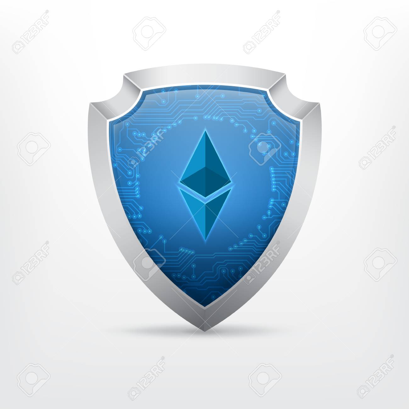 Ethereum Crypto Currency Sign On A Shield With Circuit Board Texture. Cyber  Security. Vector Icon. EPS10 Royalty Free SVG, Cliparts, Vectors, and Stock  Illustration. Image 97218180.