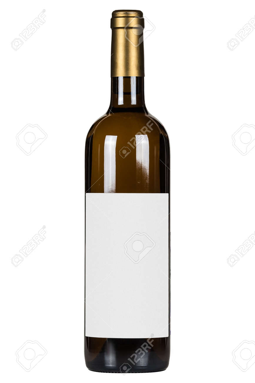 White wine bottle with blank lable isolated on white background - 172277448 White wine bottle with blank lable isolated on white background - 172277448