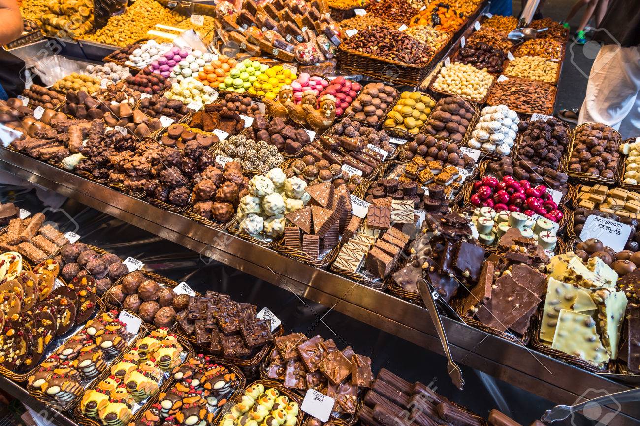 Variety Of Chocolates Made From Chocolate Ready For Sale In The