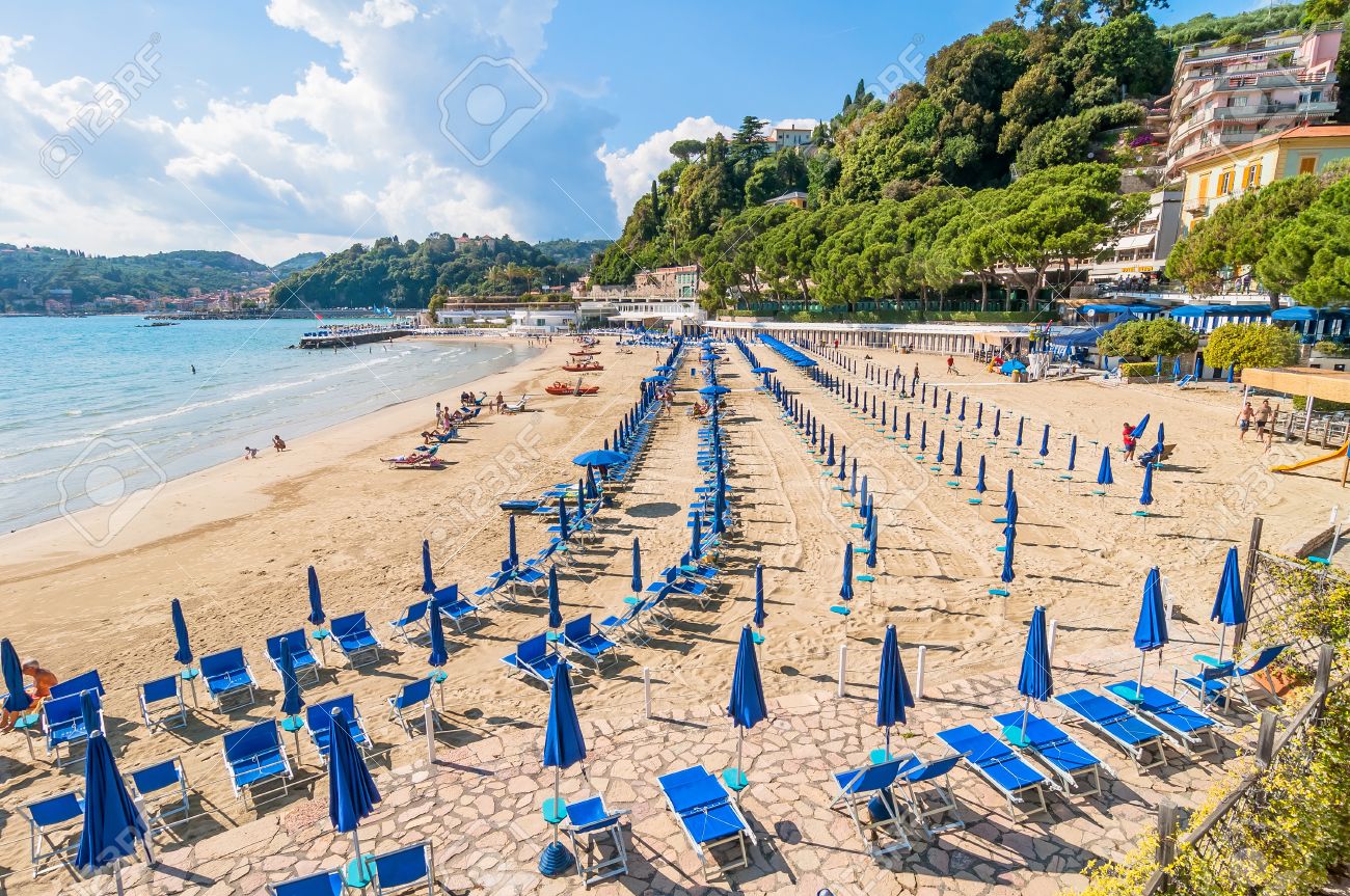 Lerici Italy May 31 2014 Beach And Town Of Lerici Italy