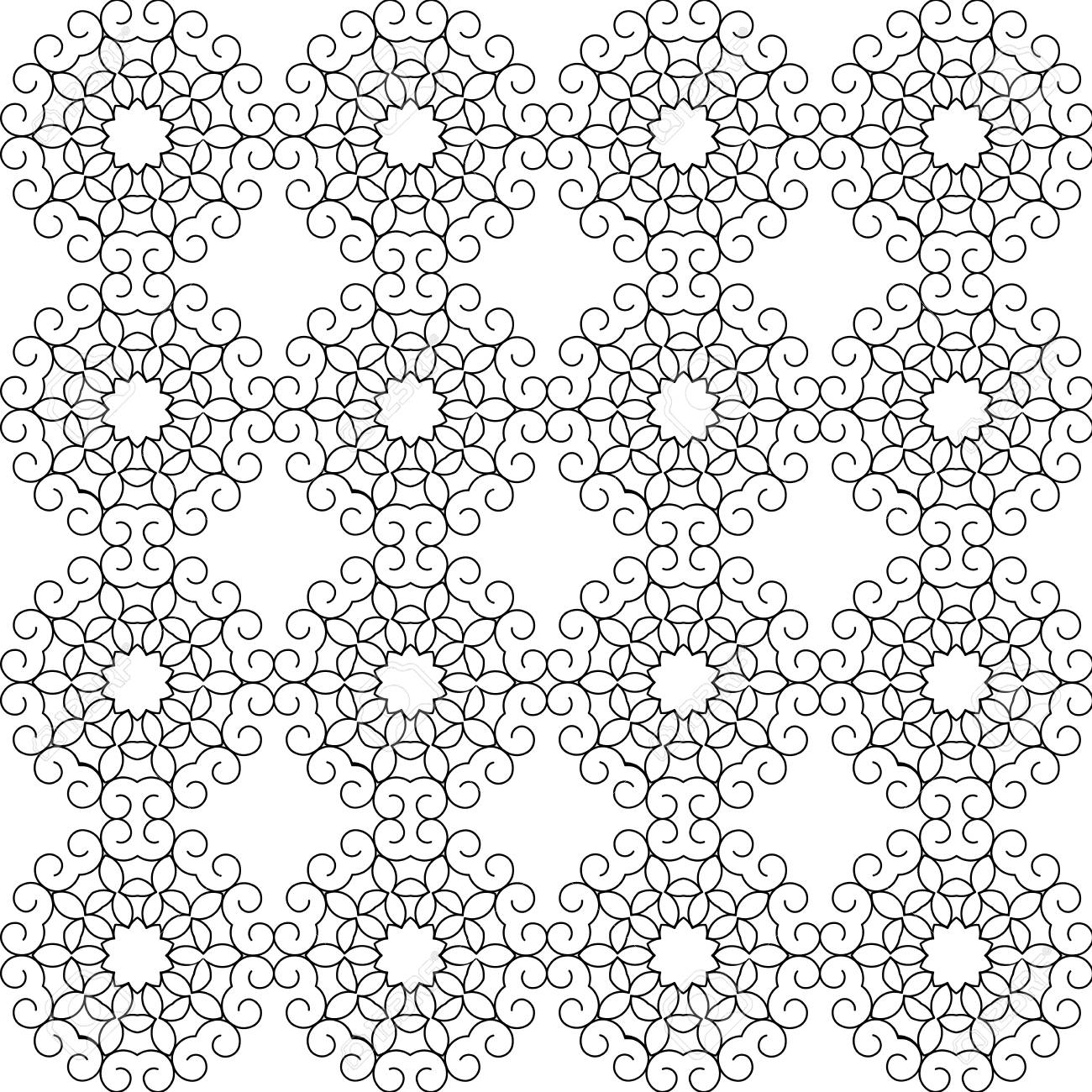 アンチ ストレスぬりえ 大人のぬりえ シームレスなパターン デザイン 黒と白の色で装飾的な抽象的な背景のイラスト素材 ベクタ Image 64257300