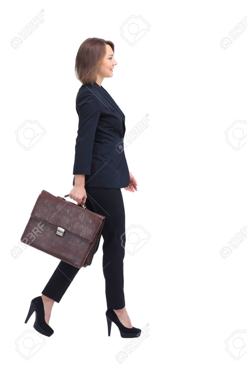 Profile of walking businesswoman, isolated on white. - 60567888 Profile of walking businesswoman, isolated on white. - 60567888
