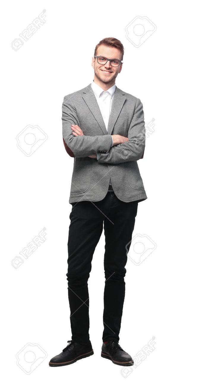 Young Businessman Standing Smiling Full Body Length on Isolate White Background - 67467836 Young Businessman Standing Smiling Full Body Length on Isolate White Background - 67467836