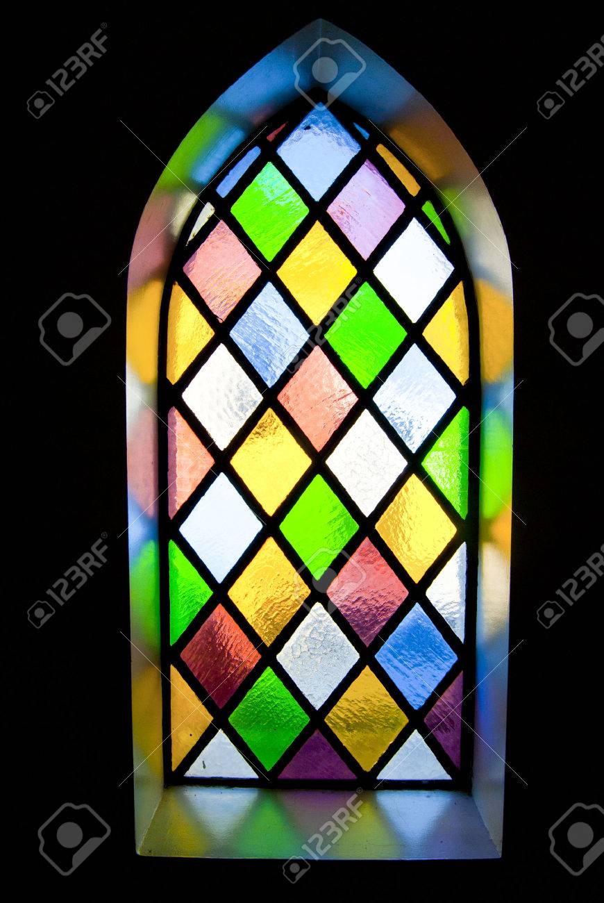 Stained Glass Window Of Colored Glass Stock Photo, Picture and Royalty Free  Image. Image 26100991.