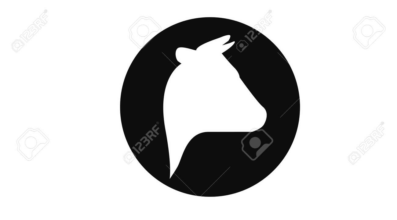 Cow Head Icon. Bovine Symbol. Vector Illustration Of White Silhouette Of Cow  Head In The Black Circle Isolated On White Background. Royalty Free SVG,  Cliparts, Vectors, and Stock Illustration. Image 171512176., image size:1300x722