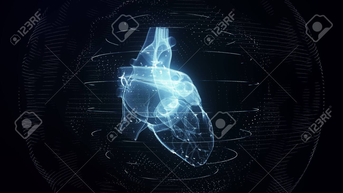 Anatomically correct blue digital human heart - 144437546 Anatomically correct blue digital human heart - 144437546