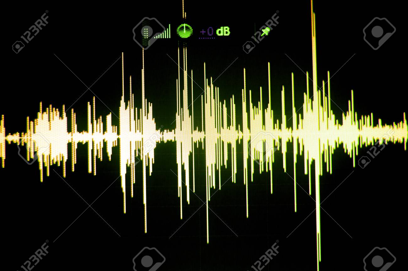sound recording studio audio wave on computer screen in professional