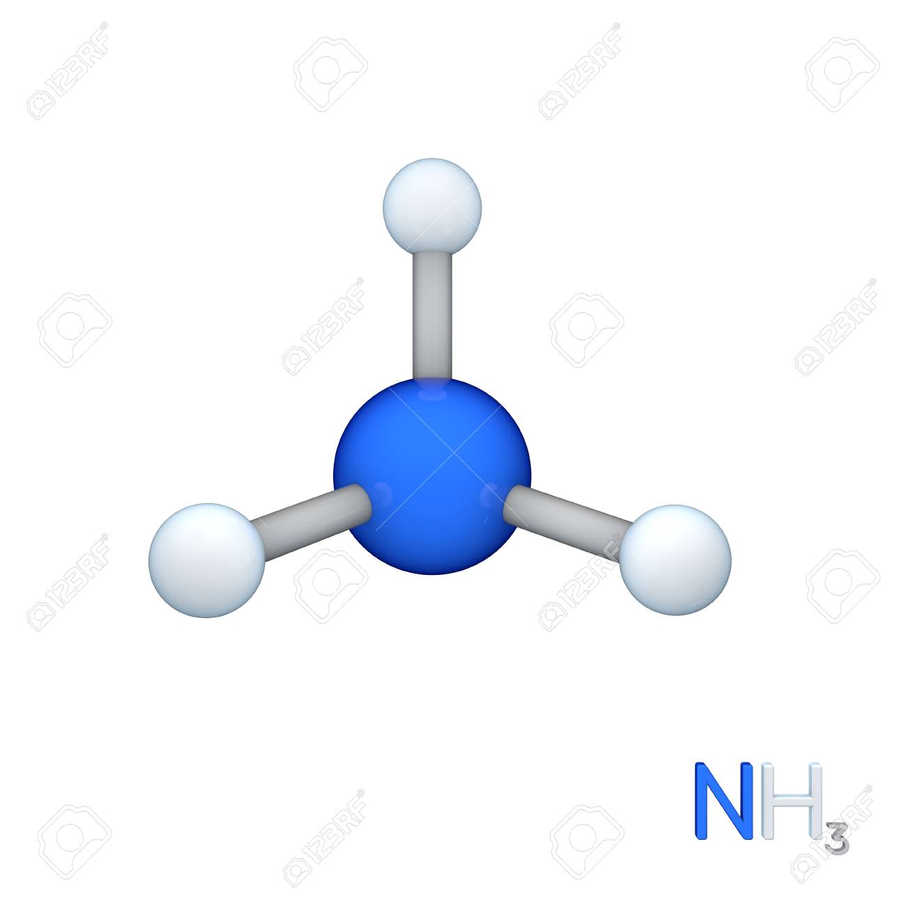 Ammonia Model Molecule. Isolated On White Background. 3D Rendering  Illustration. Stock Photo, Picture and Royalty Free Image. Image 83489776., image size:1300x1300