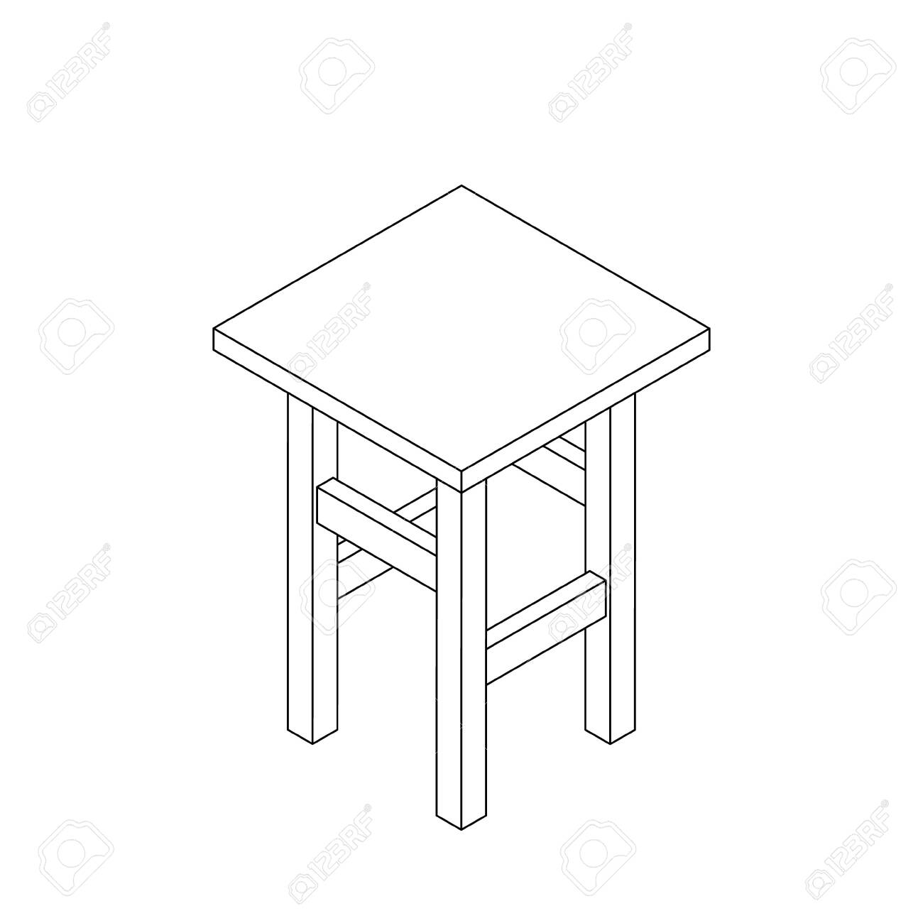 stool vector outline illustration isometric projection isometric projection