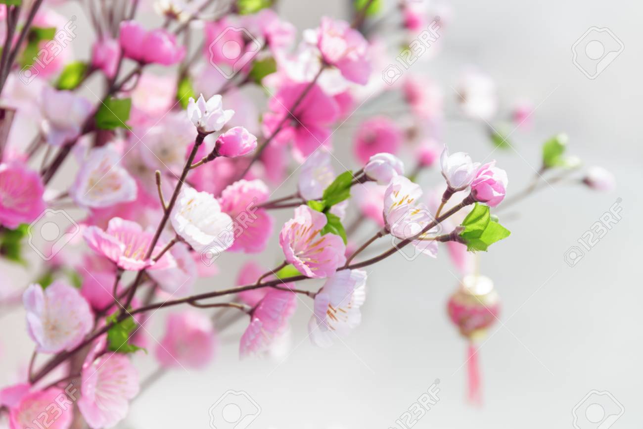 Incroyable Arbre Artificiel De Cerisier Décoration Asiatique Traditionnelle Fleurs Roses Et Blanches De Sakura