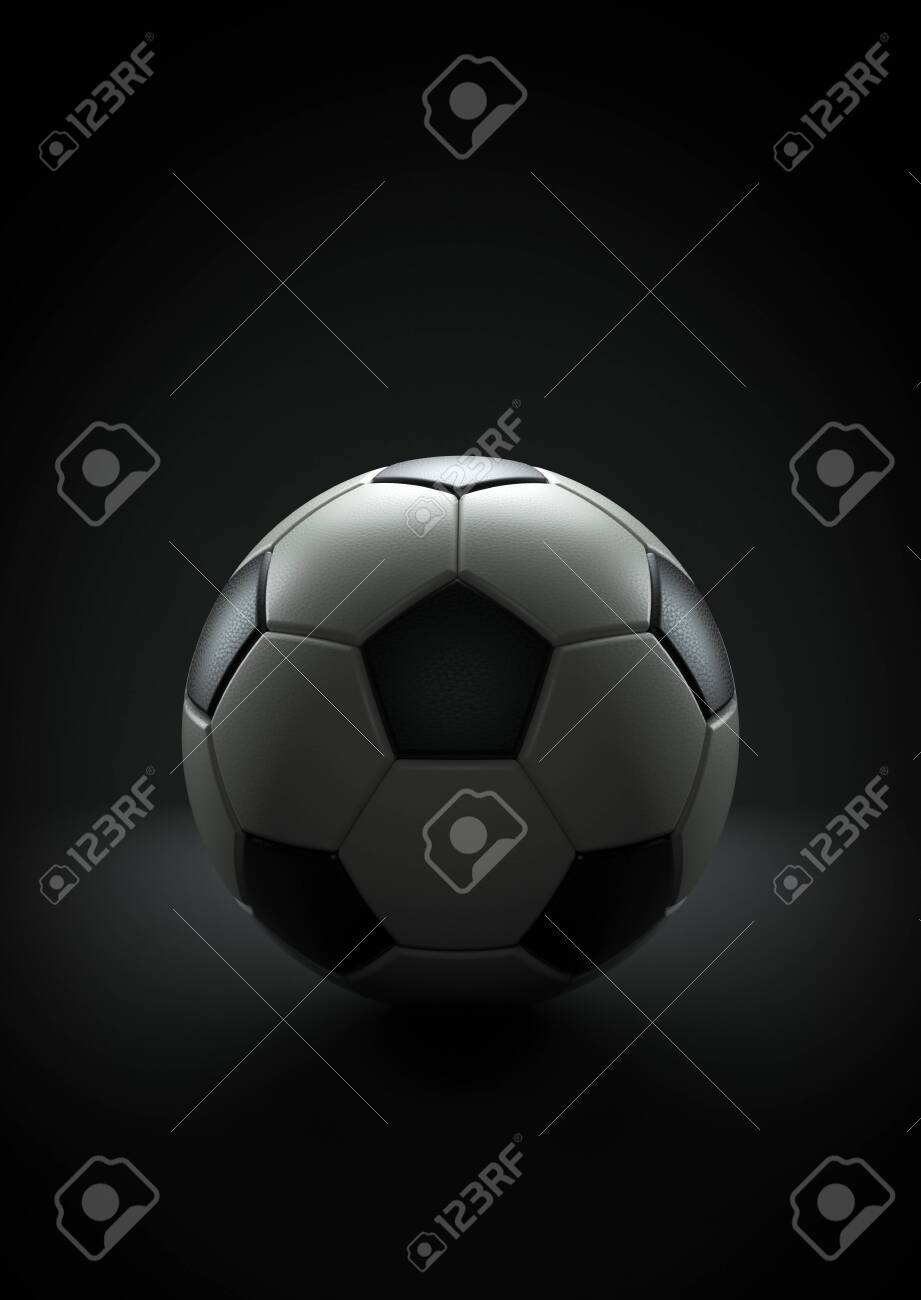 Soccer ball on the black background, 3d render - 149472366 Soccer ball on the black background, 3d render - 149472366