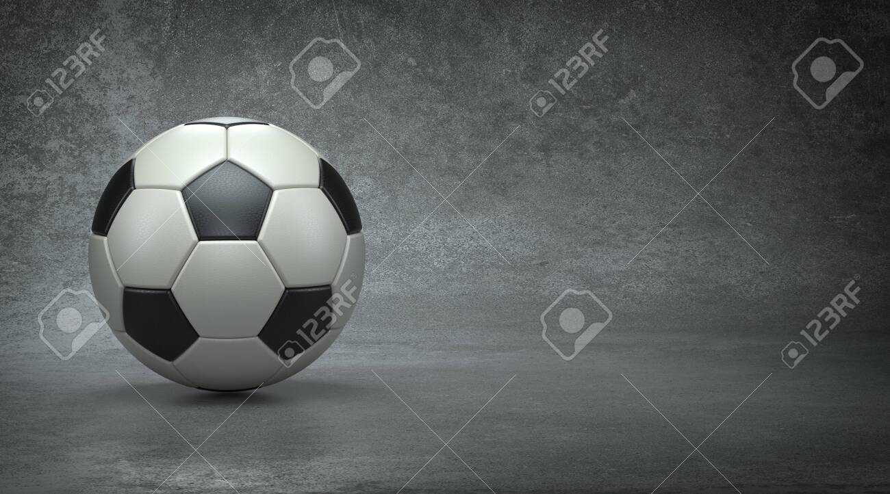 Soccer ball in concrete background, 3d render - 149471073 Soccer ball in concrete background, 3d render - 149471073