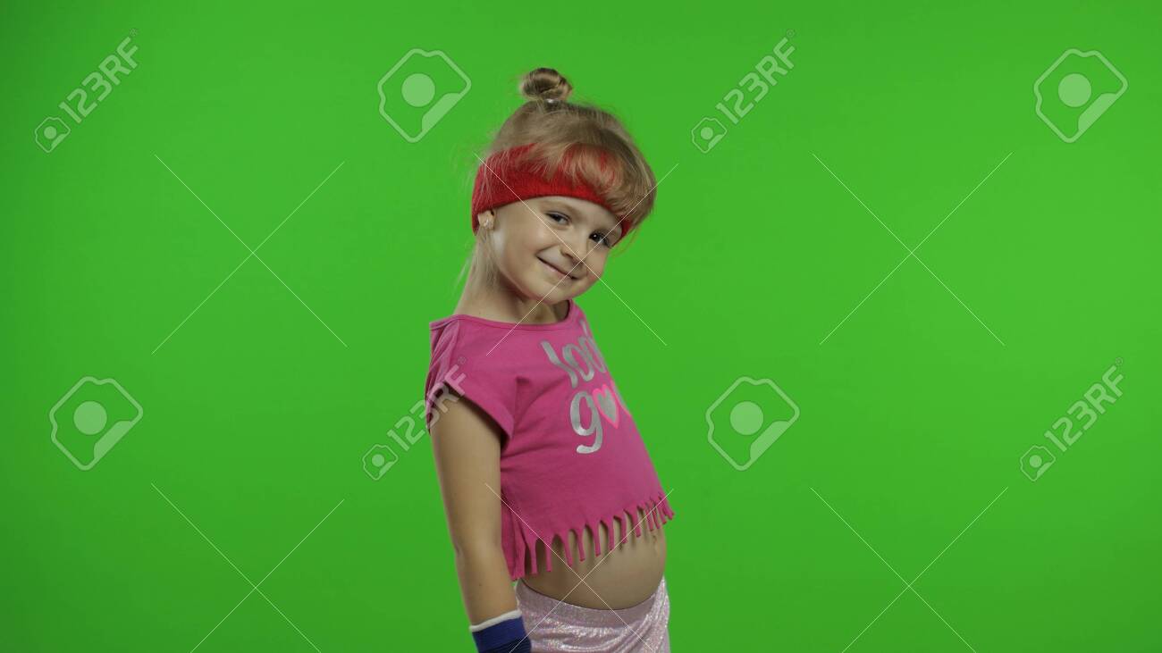 Little Caucasian Girl In Pink Sports Suit Making Fitness Gymnast Stock Photo Picture And Royalty Free Image Image