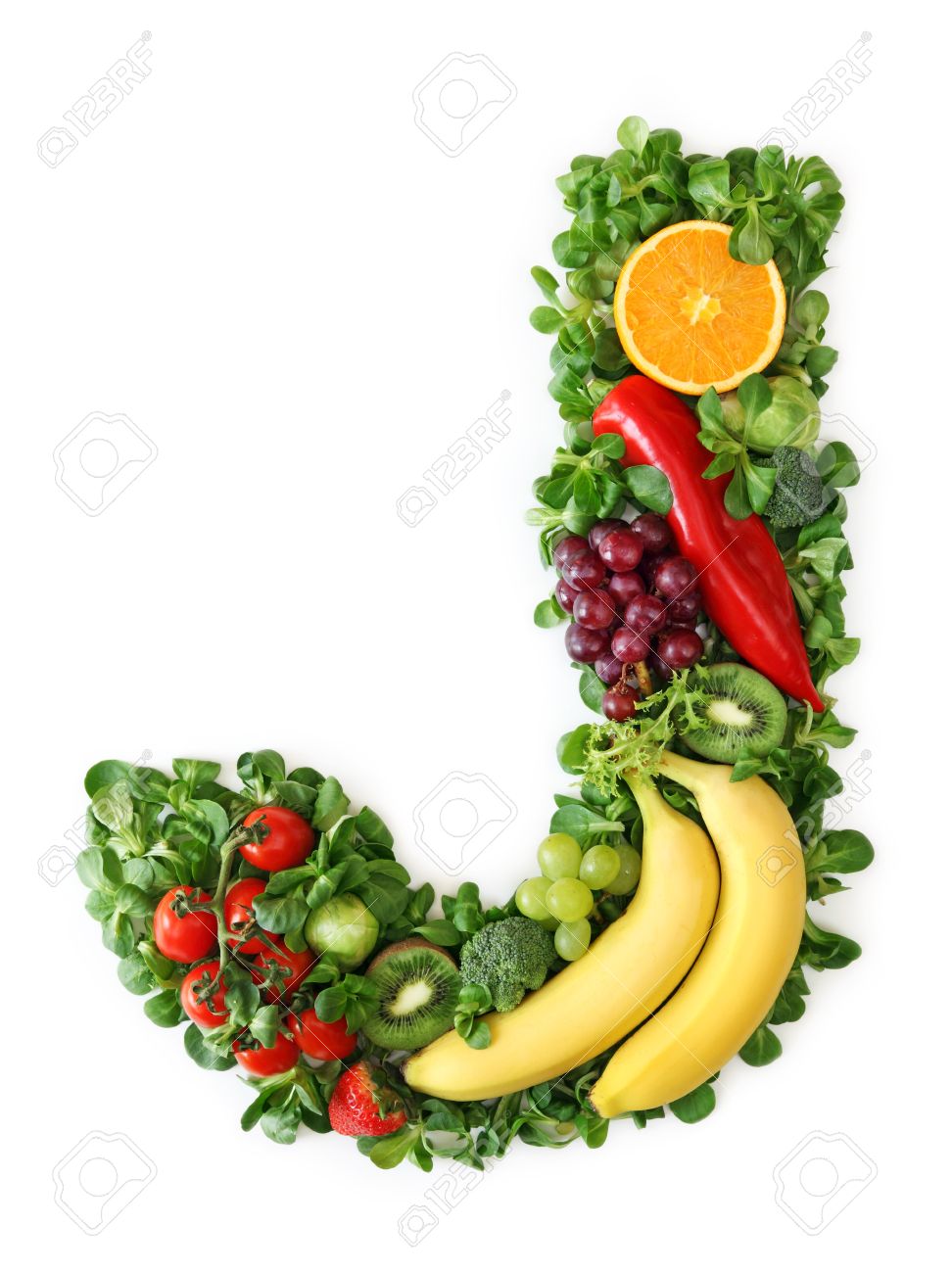 Résultat de recherche d'images pour "lettres de l'alphabet en fruits légumes J"