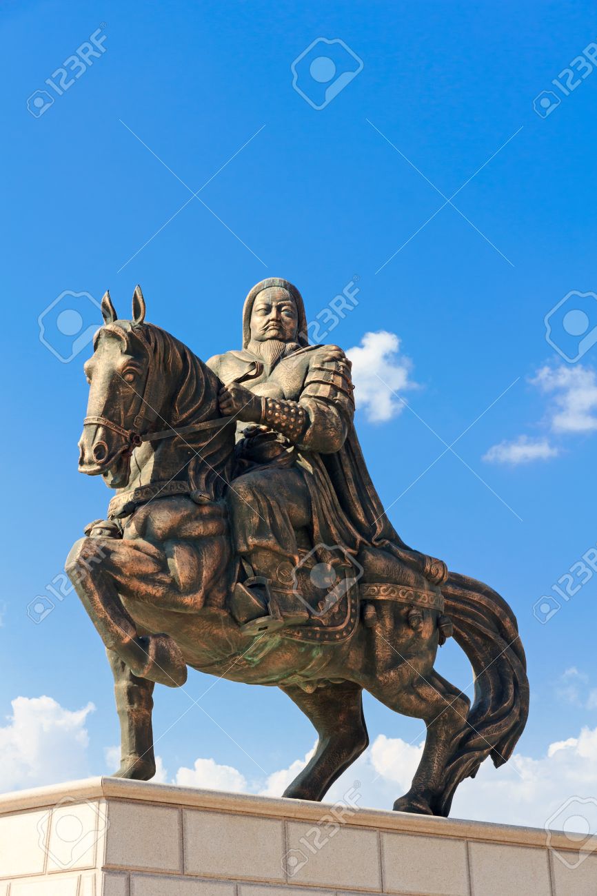 statue of genghis khan at the mausoleum ordos inner mongolia