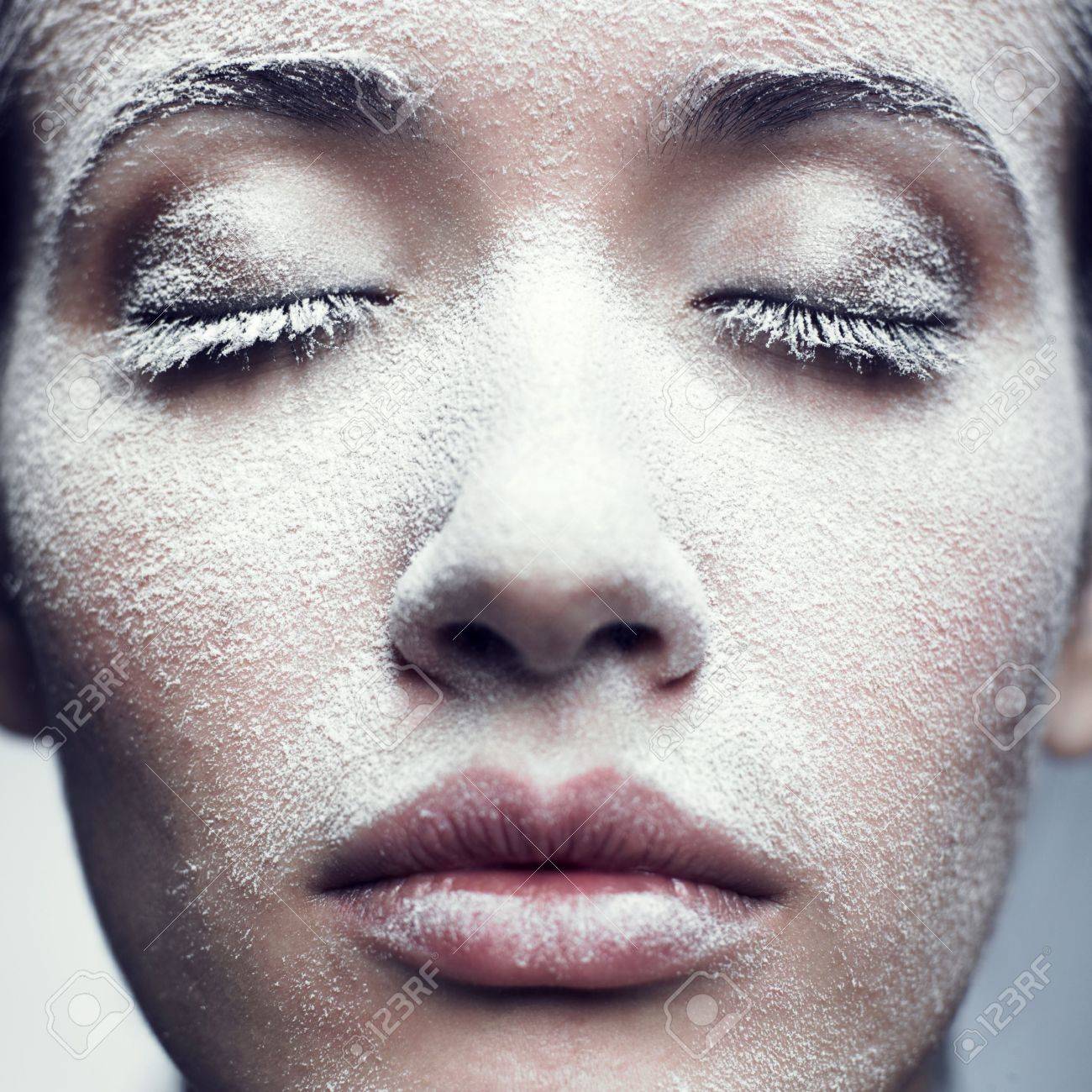 Portrait of beautiful girl with frost on face - 7849848 Portrait of beautiful girl with frost on face - 7849848