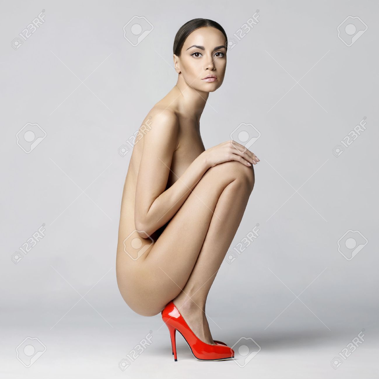 nude and red shoes