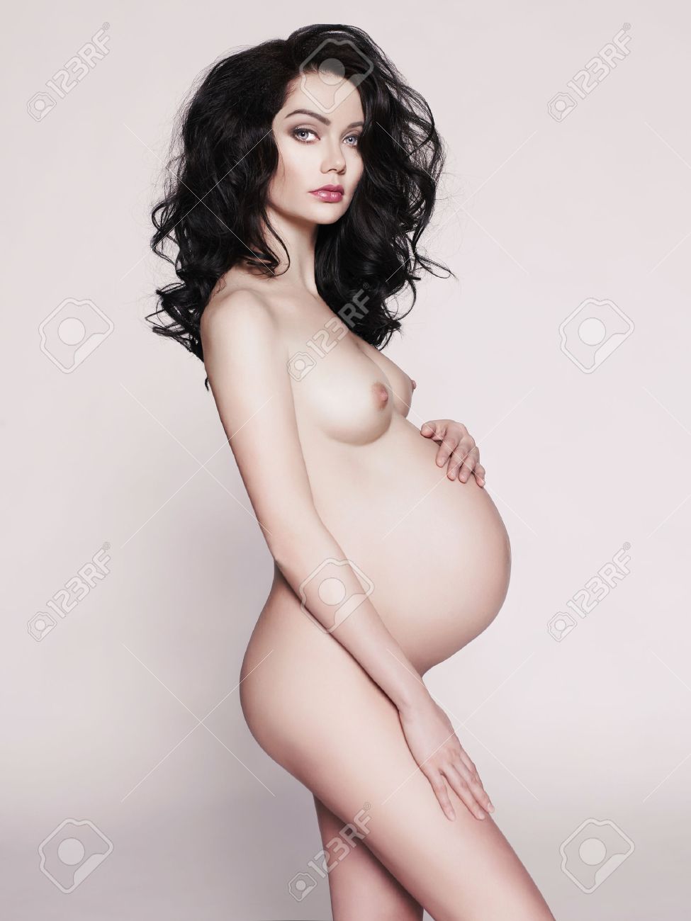 975px x 1300px - Studio art fashion photo of elegant nude pregnant lady