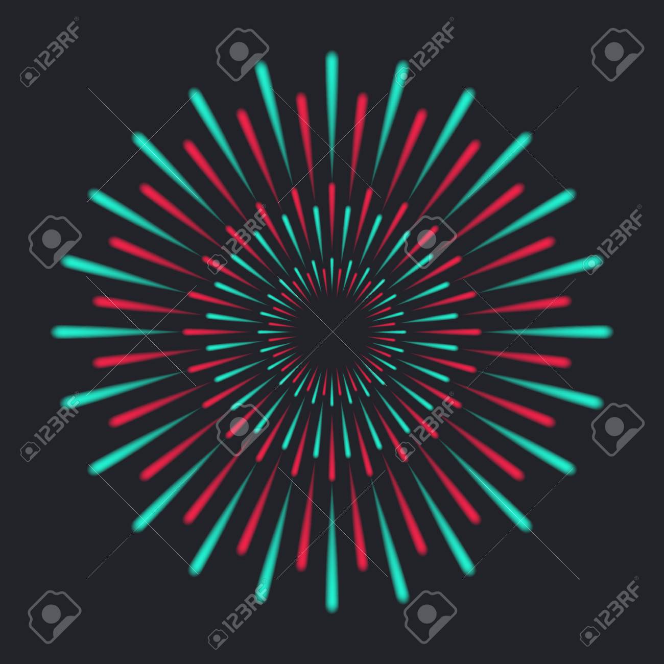 explosive colourful firework shine rays on dark background