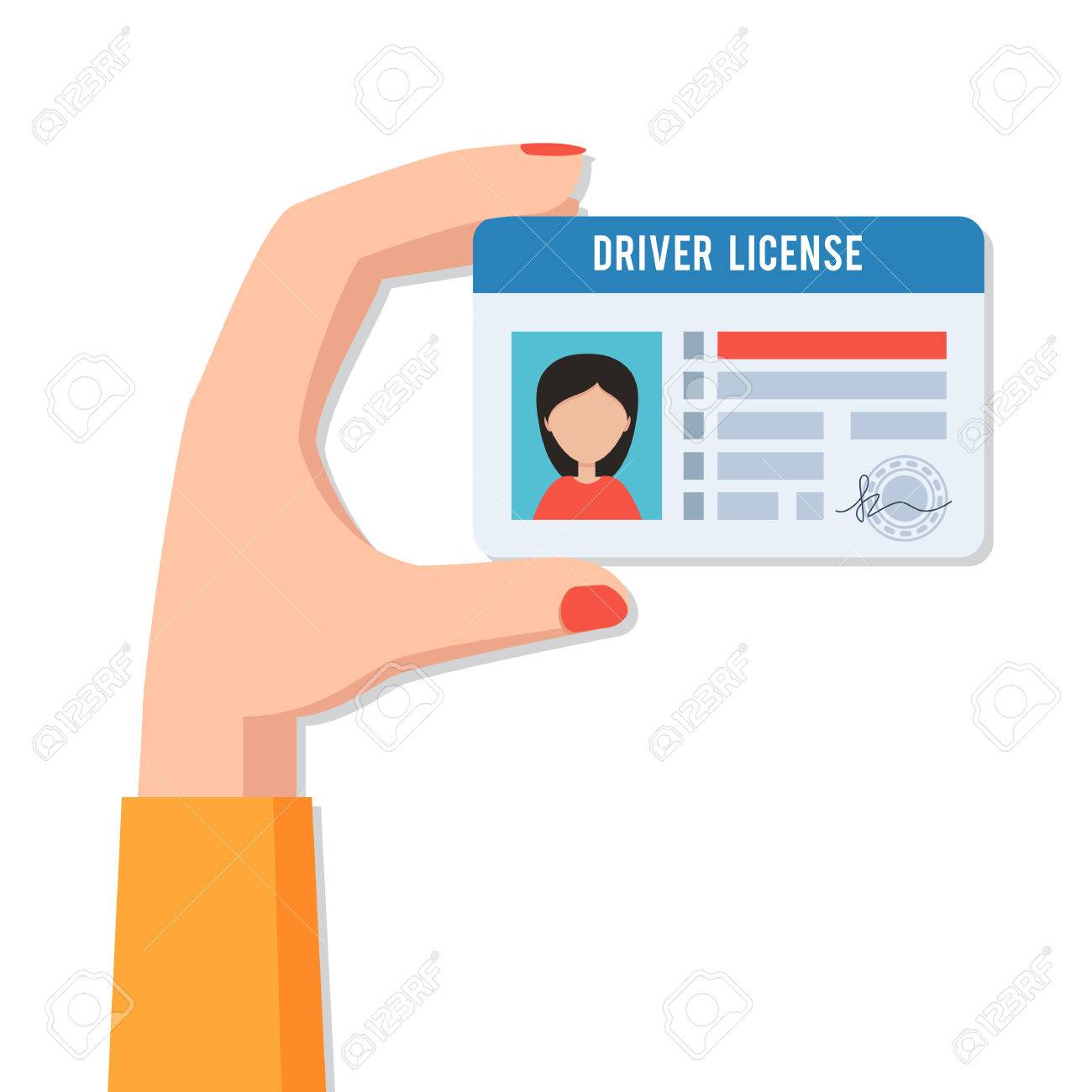 運転免許証を持つ女性の手のイラスト素材 ベクタ Image
