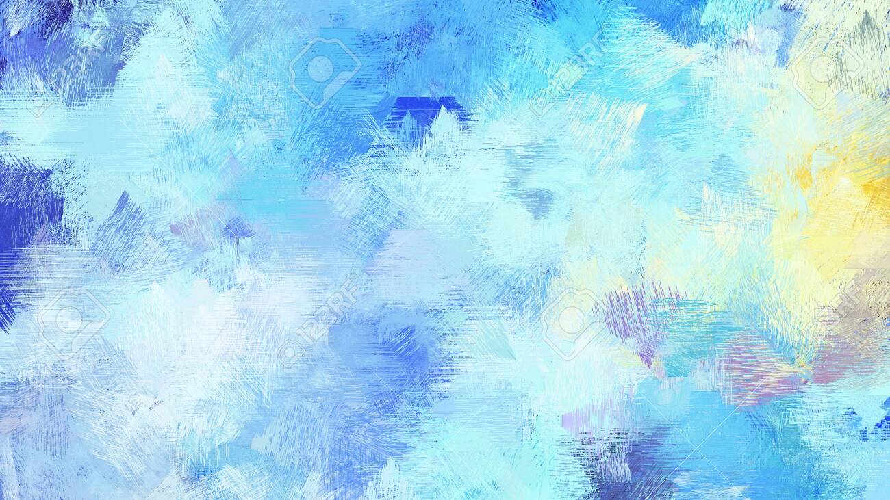 Powder Blue Pale Turquoise And Royal Blue Color Brushed Painting