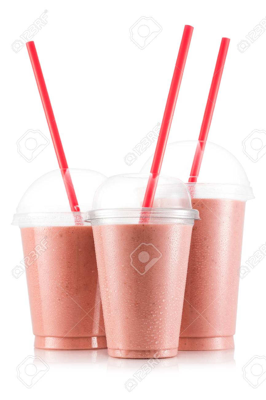 Download Banana And Strawberry Smoothie In Three Size Of Plastic Cup Stock Photo Picture And Royalty Free Image Image 65661422 Yellowimages Mockups