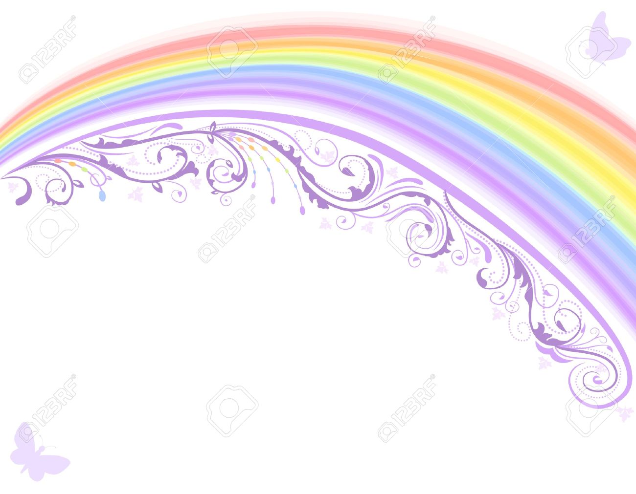 rainbow with floral design over white background vector file rainbow design