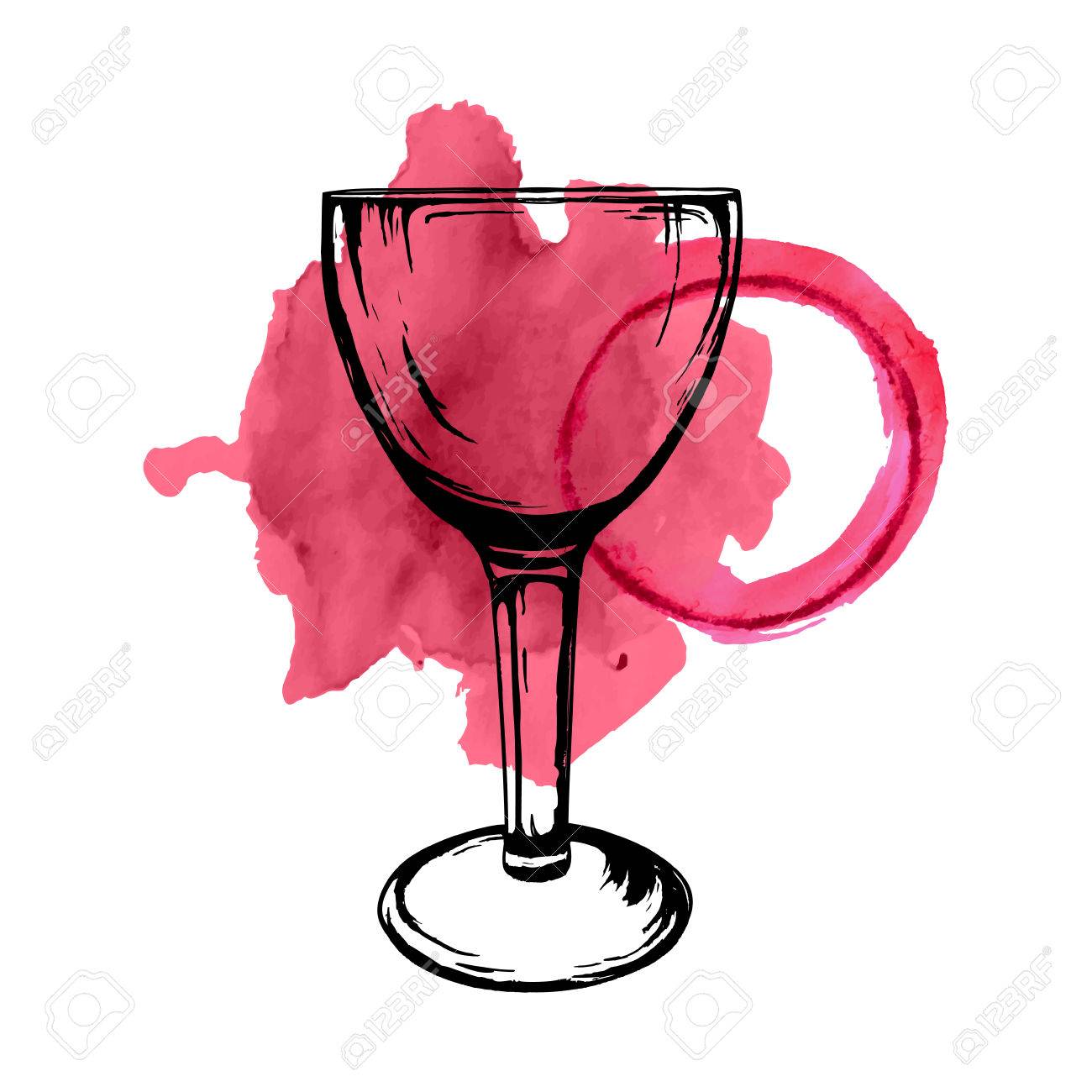 Vector Illustration Of Wine Glass Sketch With Spilled Wine Stains Royalty Free Cliparts Vectors And Stock Illustration Image 61135240