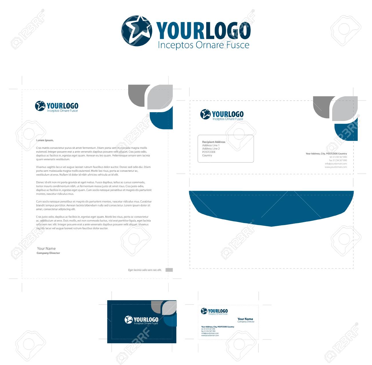 corporate stationery template design with elements free online stationery design