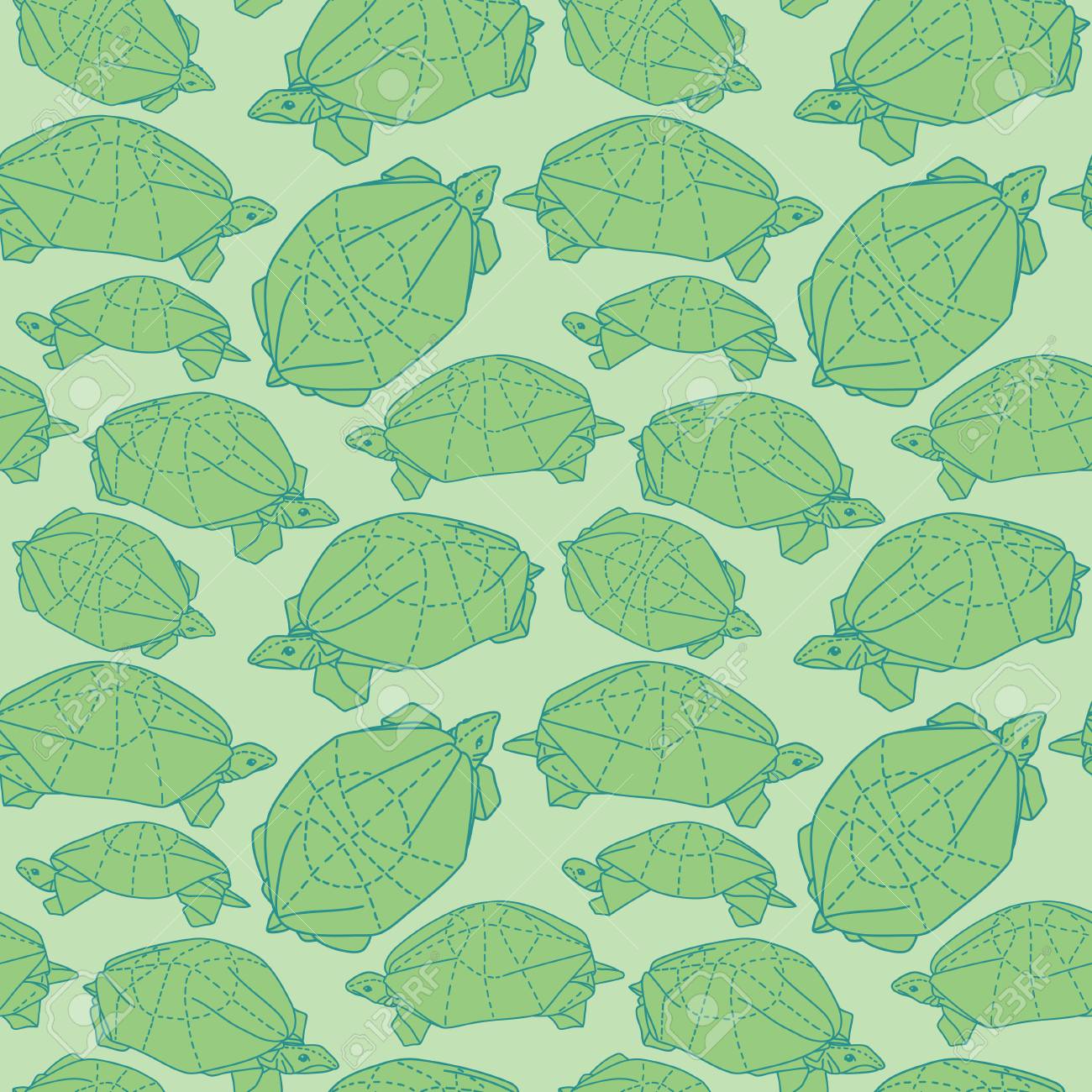 折り紙カメの図を描画します シームレス パターンを壁紙 のイラスト素材 ベクタ Image