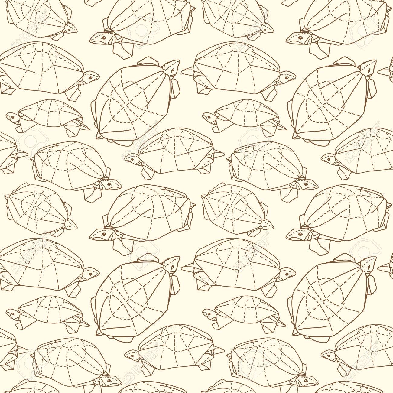 折り紙カメの図を描画します シームレス パターンを壁紙 のイラスト素材 ベクタ Image
