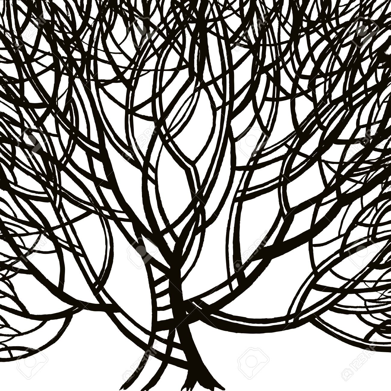 Stilisierten Abstrakten Grunen Baum Kunst Schwarz Weiss Illustration Okologie Natur Und Garten Thema Lizenzfrei Nutzbare Vektorgrafiken Clip Arts Illustrationen Image