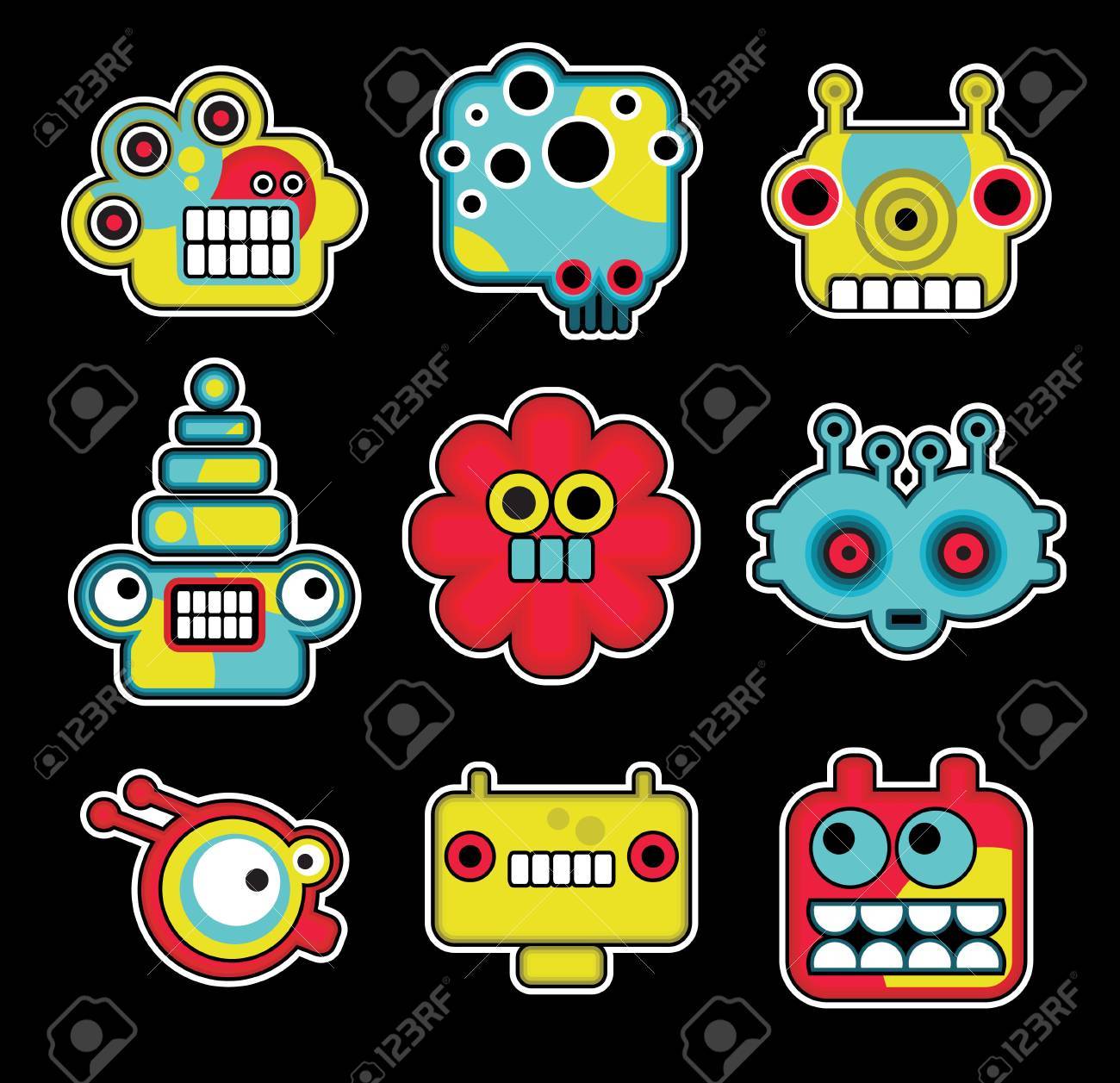 色で漫画のロボットと怪獣の顔 ベクトル イラスト セット 2 のイラスト素材 ベクタ Image 色で漫画のロボットと怪獣の顔 ベクトル イラスト セット 2 のイラスト素材 ベクタ Image