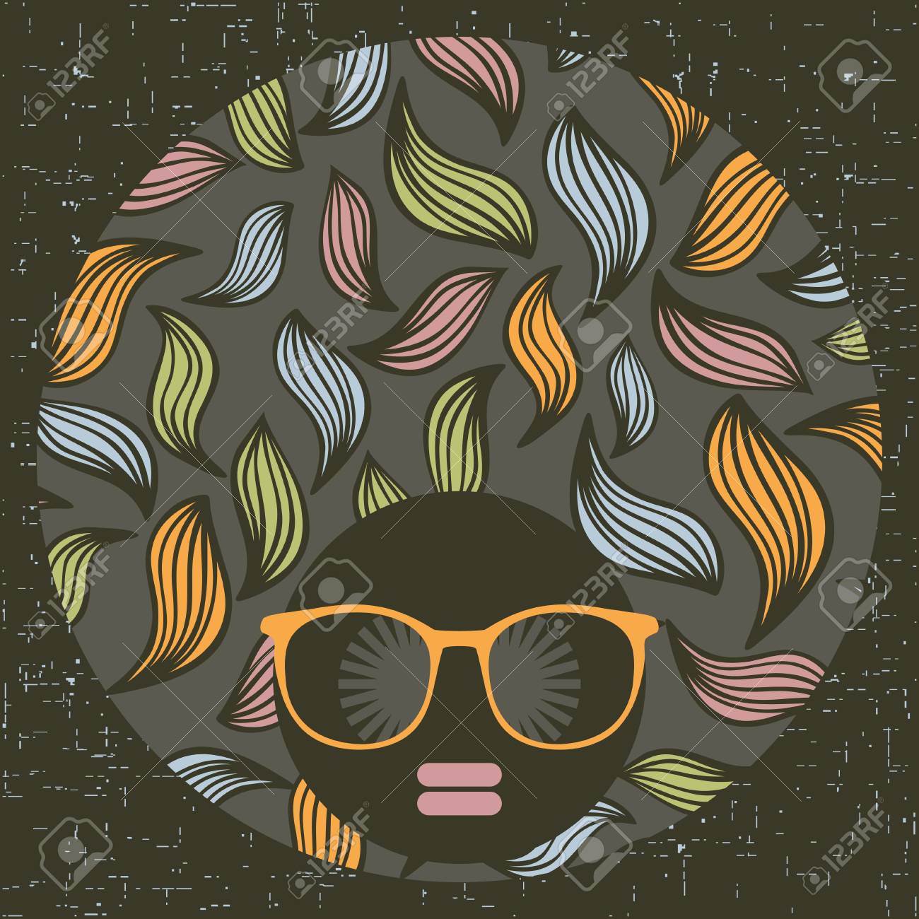 彼女の髪に不思議な模様を持つ黒い頭の女性 ベクトルの図 のイラスト素材 ベクタ Image