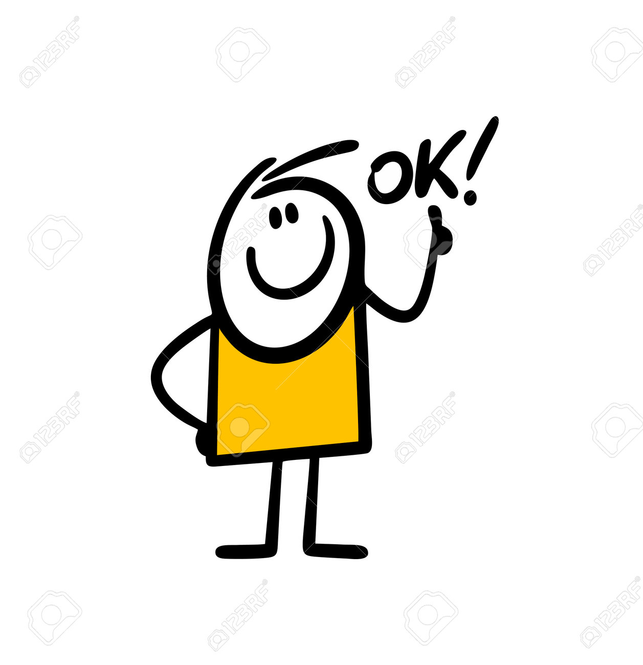 Vector Character Gave A Thumbs Up And Says Ok, Agrees. Funny Illustration  Of A Stickman In A Positive Mood. Royalty Free SVG, Cliparts, Vectors, and  Stock Illustration. Image 207335059.