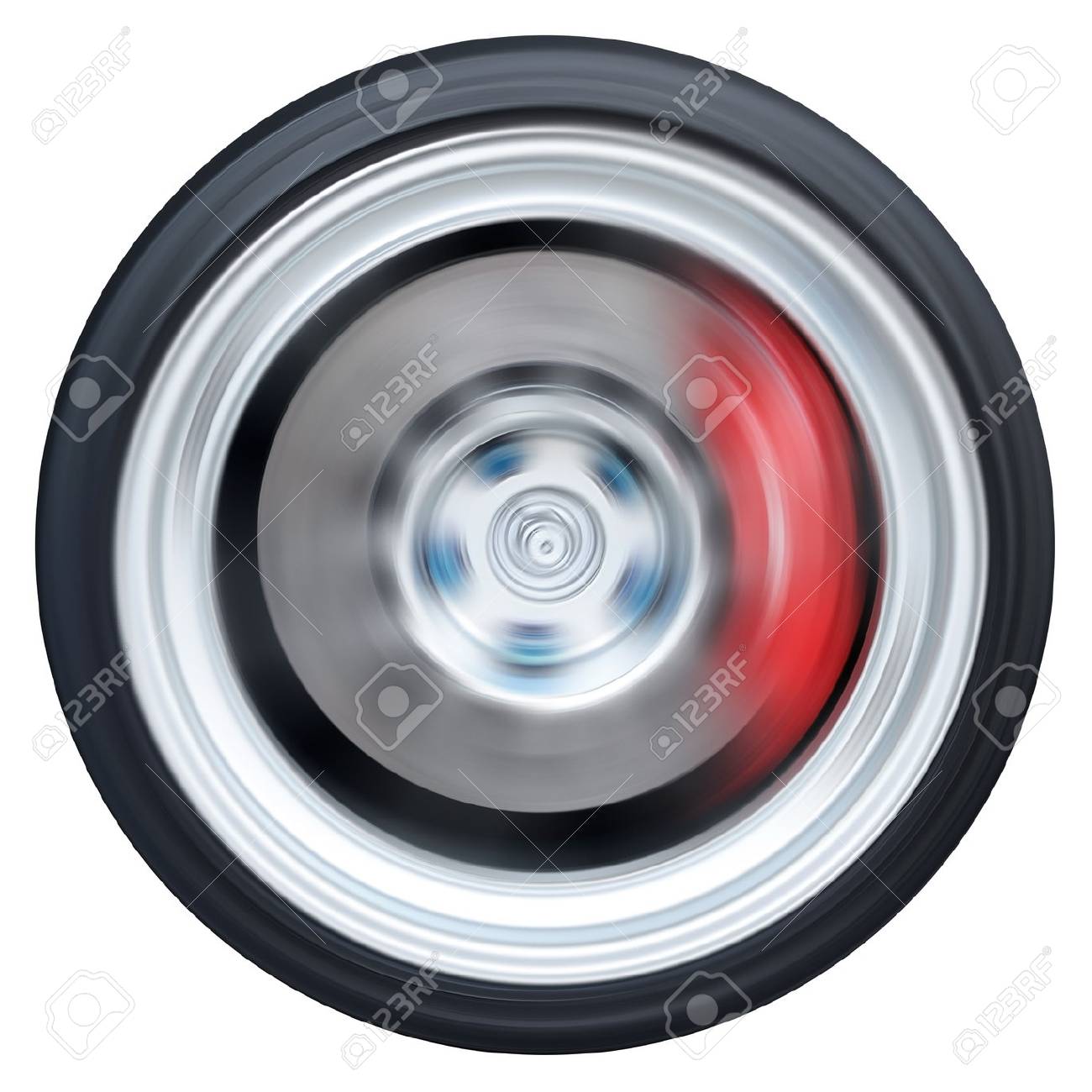 Car Wheel With Red Caliper Break Spinning Stock Photo, Picture And Royalty  Free Image. Image 60412609.