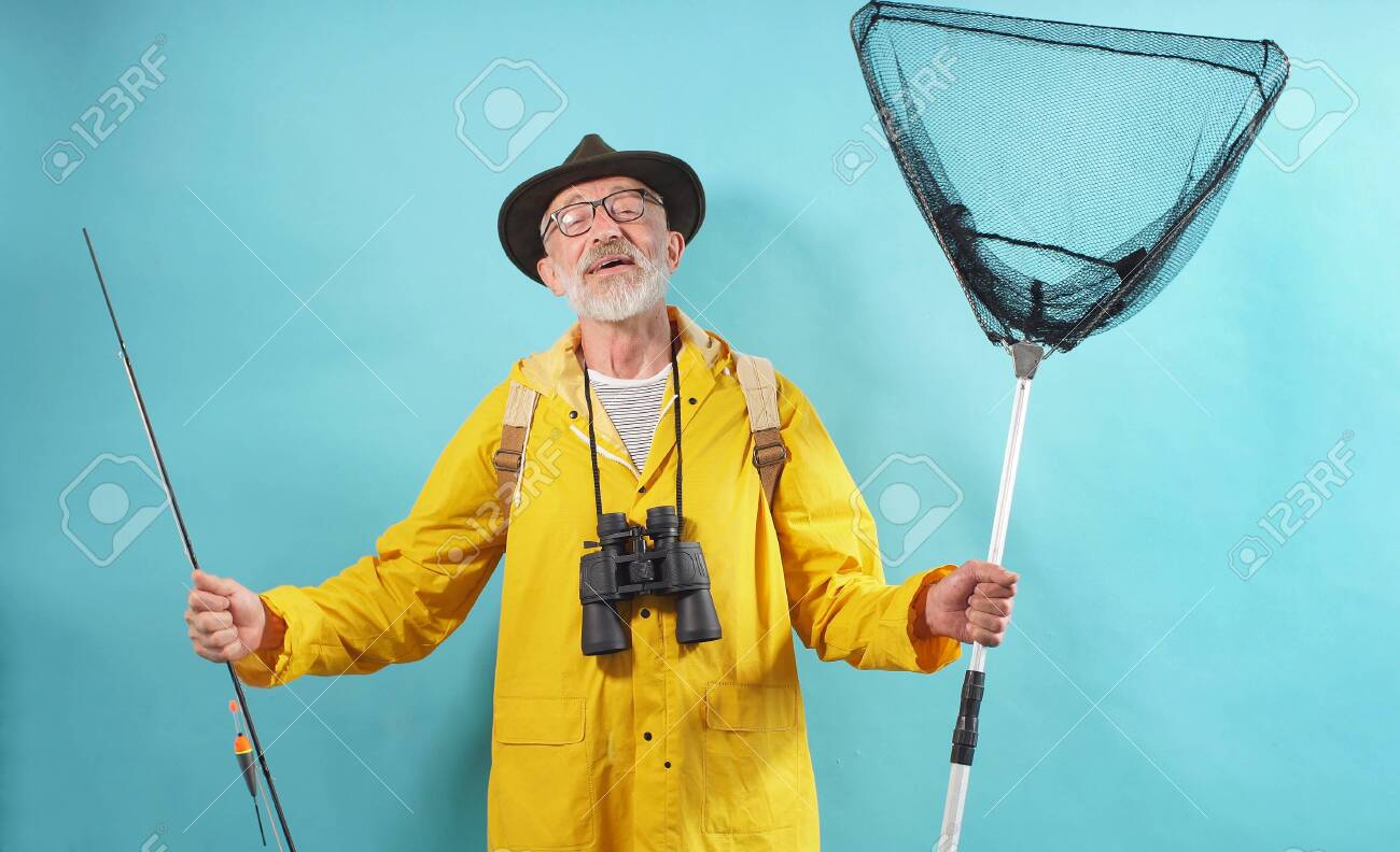old man fishing hat