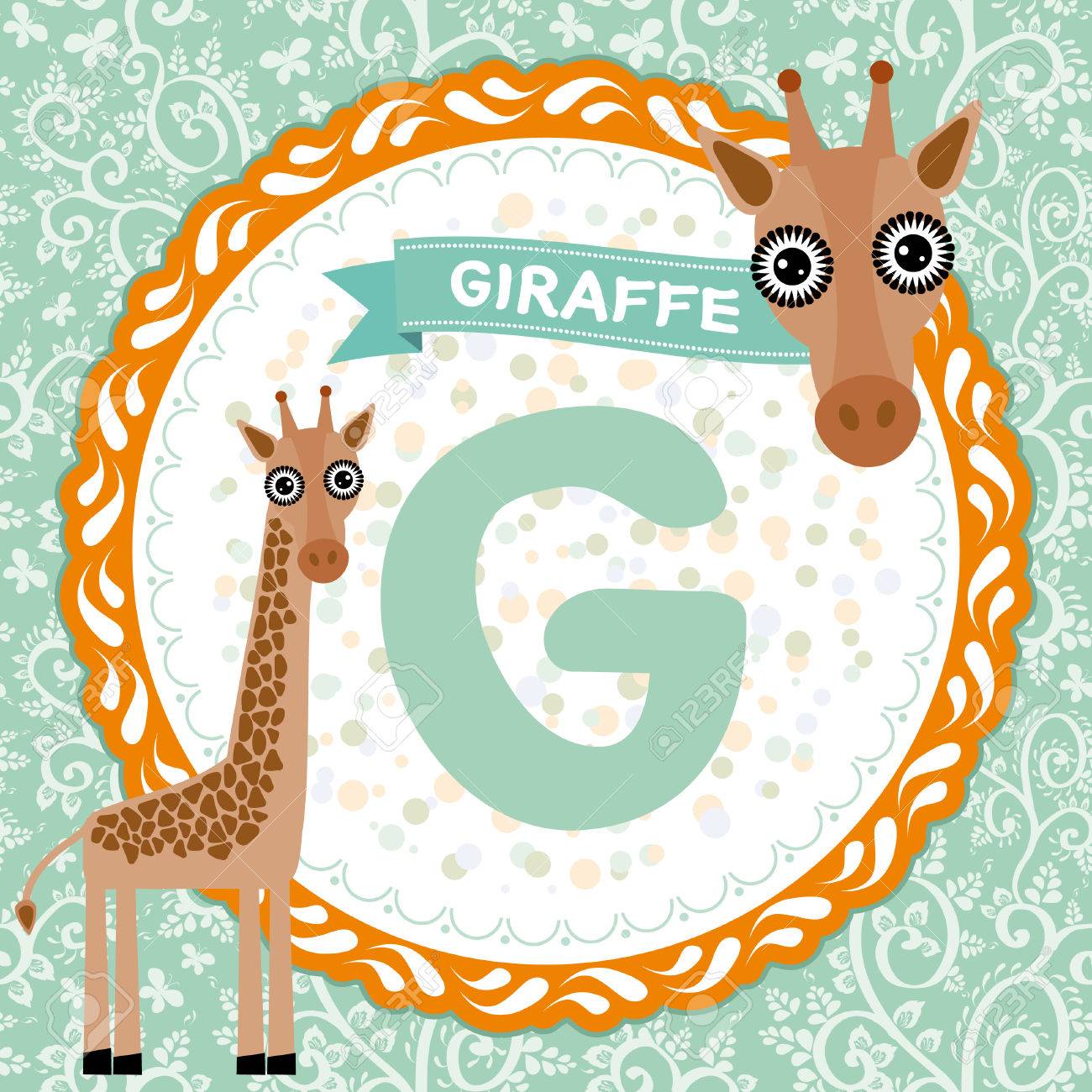 Vettoriale Abc Animali G E Giraffa Childrens Alfabeto Inglese Illustrazione Vettoriale Image