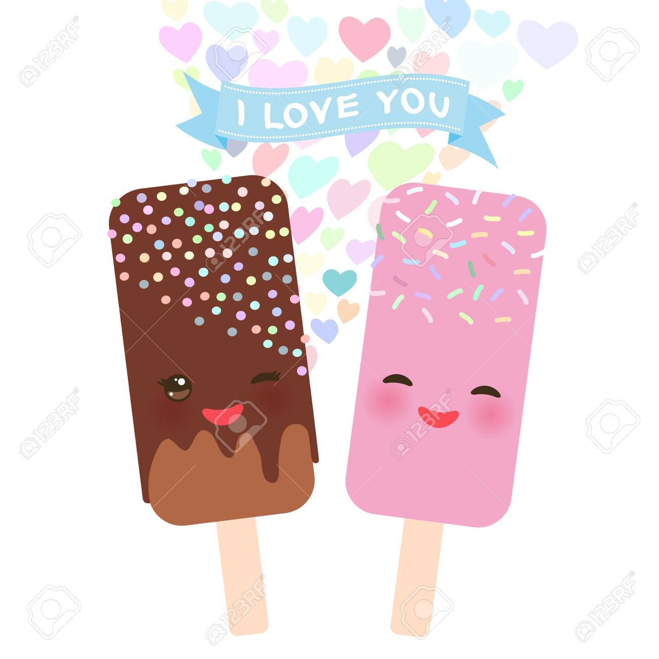 私は大好きこのかわいいチョコレートとストロベリー アイス クリーム アイスキャンディー ピンク ウインク目 白地にパステル カラーのカード デザインです ベクトル図のイラスト素材 ベクタ Image 私は大好きこのかわいいチョコレートとストロベリー アイス クリーム アイスキャンディー ピンク ウインク目 白地にパステル カラーのカード デザインです ベクトル図のイラスト素材 ベクタ Image