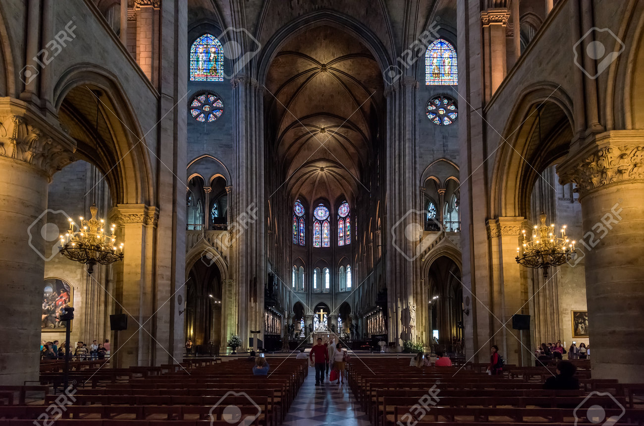 Paris France May 22 Interior Of The Notre Dame De Paris In Stock Photo Picture And Royalty Free Image Image 86160434