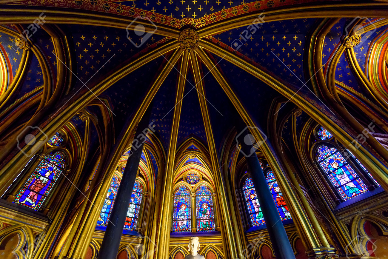 Paris France May 22 Ceiling Of The Lower Chapel In The Sainte