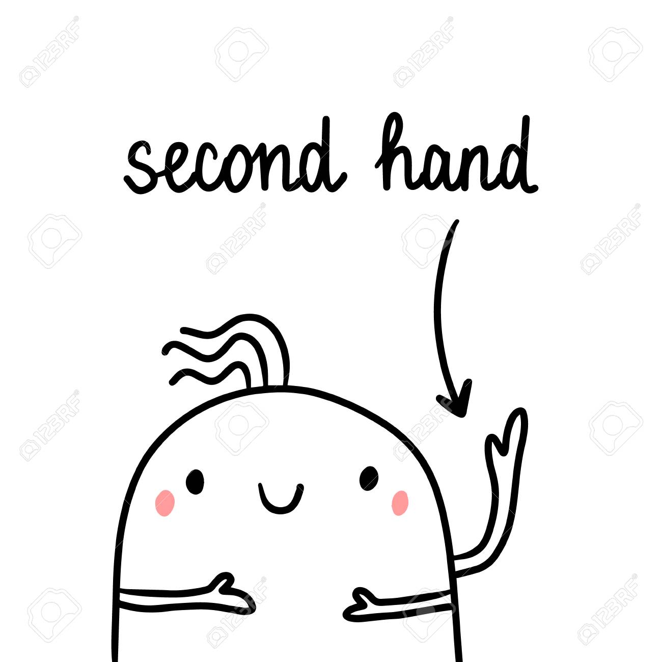 Second hand drawn illustration with cute marshmallow three arms cartoon minimalism - 124925668 Second hand drawn illustration with cute marshmallow three arms cartoon minimalism - 124925668